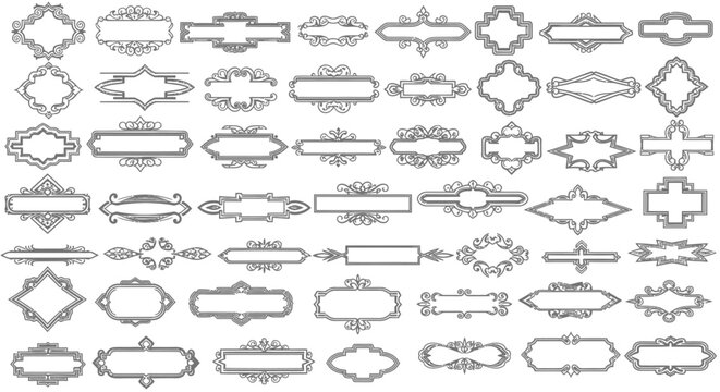 Collection of various ornate and simple frame designs for decoration and organization.