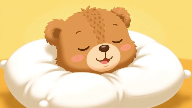 Cute Cartoon Bear Sleeping Peacefully