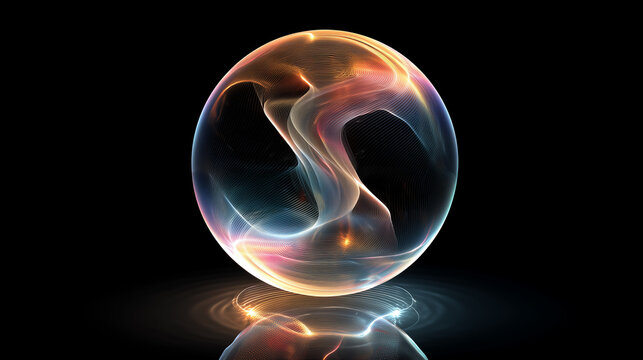 Abstract Visualization of Quantum Qubit Superposition with Translucent Wave Effects
