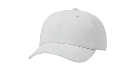 Isolated White Baseball Cap with Curved Brim on Transparent Background