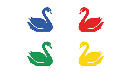 Obraz premium Colorful swans in stylized graphic design with four distinct colors