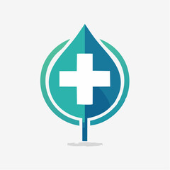 Fototapeta premium Eco-friendly medical care symbol a vibrant leaf with a white cross for natural health and wellness initiatives