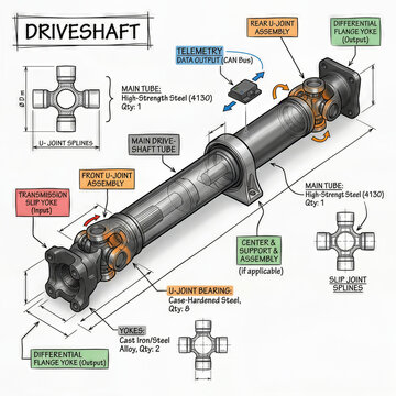 Understanding the components of a driveshaft system used in vehicles