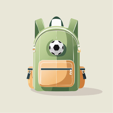 Vibrant green school backpack with a sporty soccer ball emblem, perfect for young students heading to class or extracurricular activities