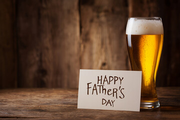 お父さんへの感謝を伝えるメッセージカードが添えられた美味しそうに泡立つ黄金色の生ビール
※審査中にタイトルの変更はできません。審査終了後に編集ください。