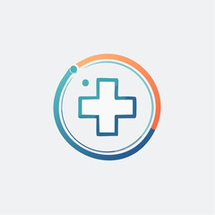 Obraz premium Modern medical cross icon in a gradient ring, symbolizing integrated healthcare, wellness, and scientific advancement