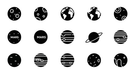 Illustration of various planets and celestial bodies in our solar system viewed from space © Seth