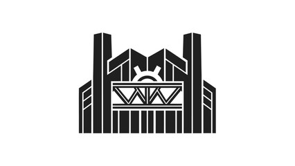 Naklejka premium Industrial building silhouette, factory, industrial complex, manufacturing plant, production facility