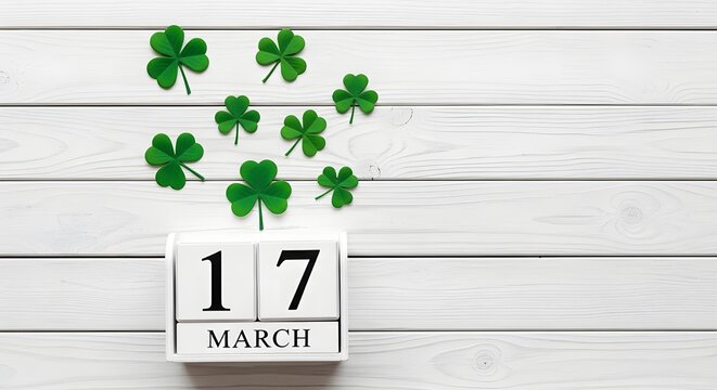 St patricks day celebration on march 17th with shamrocks and lucky green decor