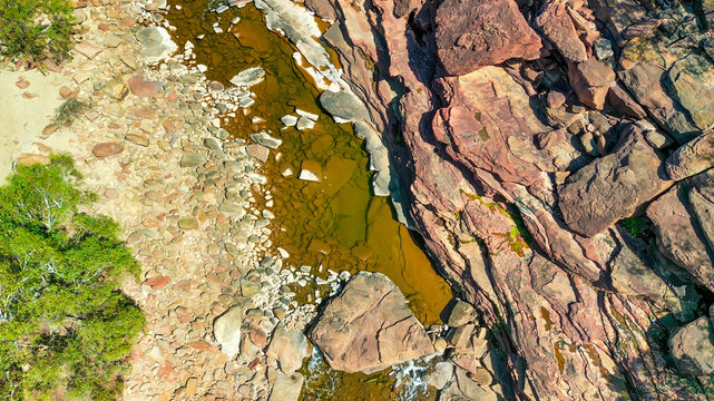 Stunning bird's-eye view of Z Bend rock formation and Canyon in Kalbarri National Park