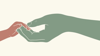 Fototapeta premium Mother and baby Hands Touching Gently Vector Illustration