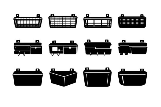 Metal industrial wall silhouette icon vector grid basket icons solid hardware