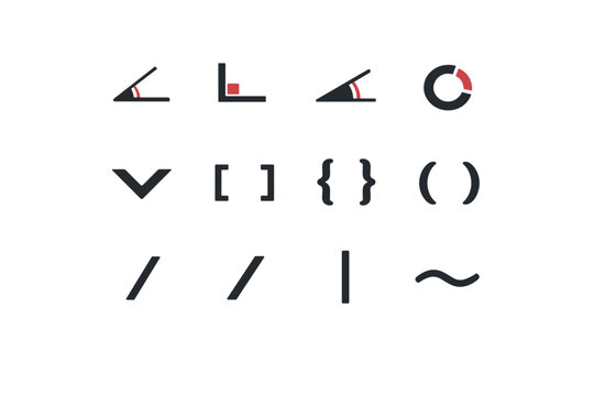 Brace vector simple angle parenthesis chevron slash icon image marker generation obtuse