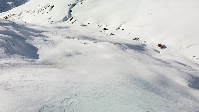 Ski slope in the French Alps - Revealing Aerial Shot