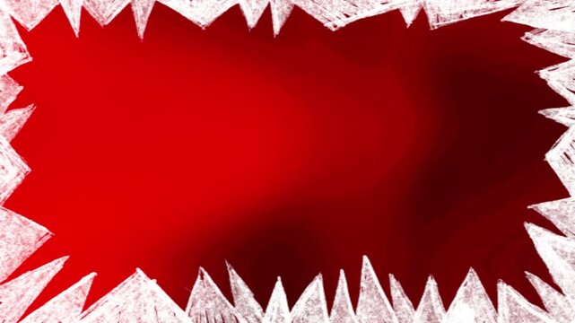 Abstract Red Background with White Jagged Edges and Grungy Textured Border
