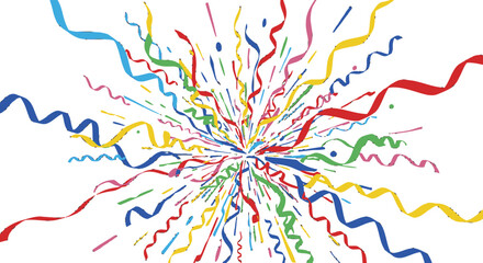Colorful Streamers Exploding in All Directions.