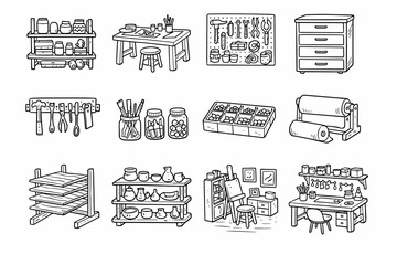 Generation vector roll panel simple pegboard image icon parts workspace rack stand