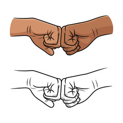 Fist Bump Healthy Diverse Hands Vector Illustration Representing Respect, Diversity, Teamwork, and Positive Social Interaction in Professional Minimal Style.