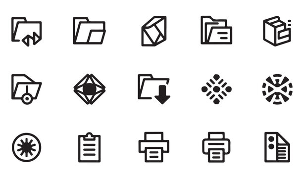 Variety of document file type icon vector illustration set isolated on white background