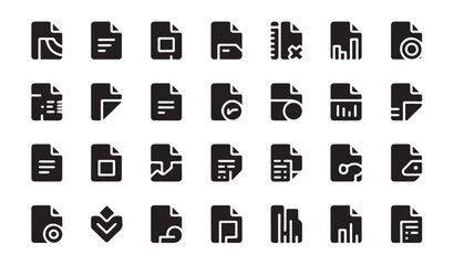 Document file line icon with statistics, lock, checkmark and folder, data sheets, data transfer