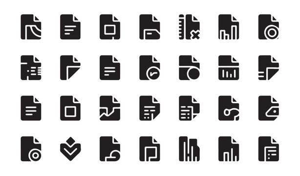 Document file line icon with statistics, lock, checkmark and folder, data sheets, data transfer