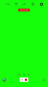 Clean vertical mobile camera recording interface with time code on green background. Built for professional compositing needs. Ideal for ads.