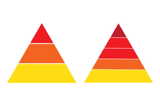 Triangular pyramid infographic vector icon set. Maslow layer diagram. Development level infographic. Business graph. Pyramid vector illustration.