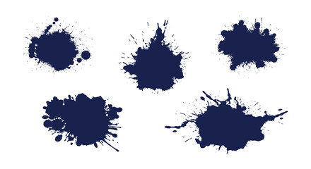 Dark Blue Ink Paint Splatter Grunge Abstract Blot Splash Texture Vector Collection © Tajul