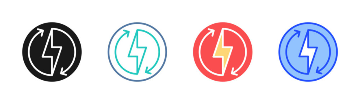 Power Cycle icon set multiple style collection