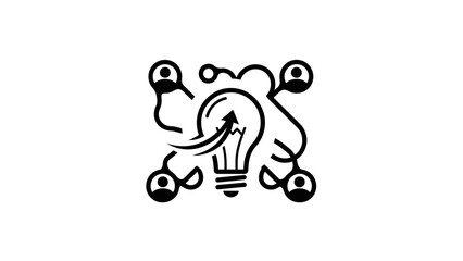 Teamwork idea generation, collaboration, innovation, lightbulb concept with people network