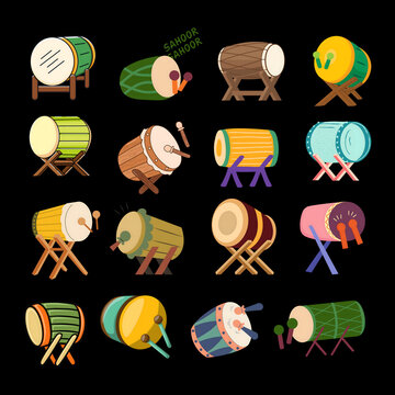 Beduk, a prayer call device, the old way, used in suraus or mosques vector