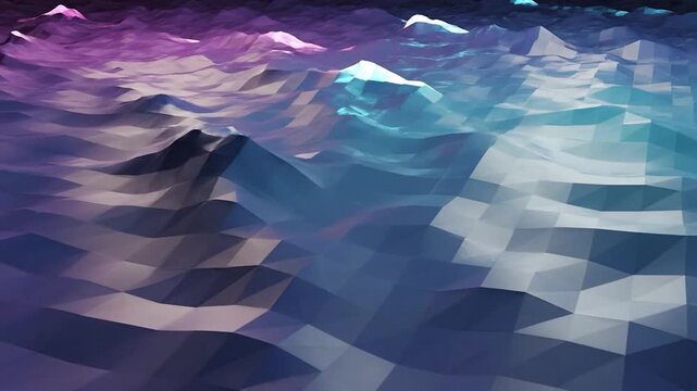 Abstract digital landscape with flowing geometric low-poly forms and vibrant