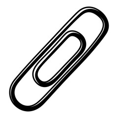 Obraz premium Paperclip icon, black and white line art illustration of a simple office supply for document attachment