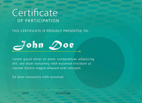 Modern Teal Gradient Certificate of Participation Template for Webinars, Events, and Training