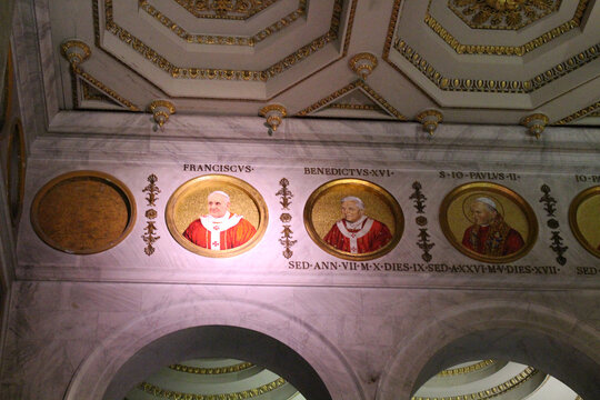 mosaic at St Paul Outer the Wall August 2024 Pope Francis