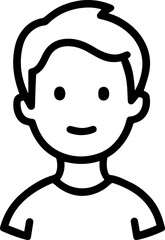 Obraz premium A Boy Character Black and White Avatar Illustration in Minimal Line Art Style Design