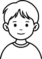 Obraz premium A Boy Character Black and White Avatar Illustration in Minimal Line Art Style Design