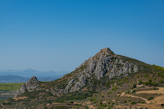 Penteskoufi Castle view from Acrocorinth hill