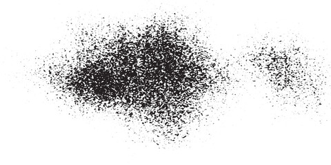 Abstract black ink splatter texture on white background.