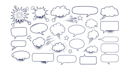 Fototapeta premium Blue line art vector illustration of diverse people shopping in a modern grocery store setting.