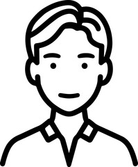 Obraz premium A Boy Character Black and White Avatar Illustration in Minimal Line Art Style Design