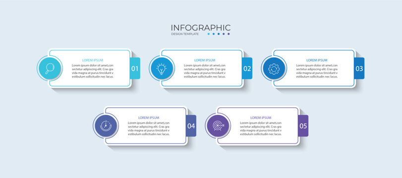 Vector Infographic label design template with icons and 5 options or steps.