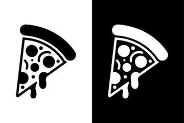Pizza Slice with Pepperoni Flat Icon. Pizzeria Logo and Fast Food Vector Sign