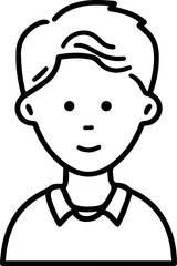 Obraz premium A Boy Character Black and White Avatar Illustration in Minimal Line Art Style Design