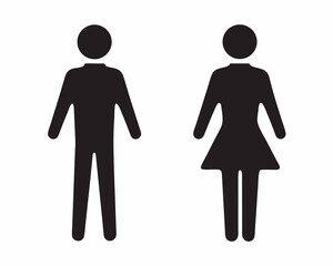 Simple black silhouettes of a man and woman standing side by side
