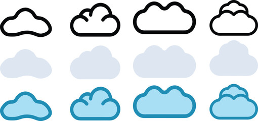 Fototapeta premium Set of Minimal Cloud Icon Flat Vector Illustration