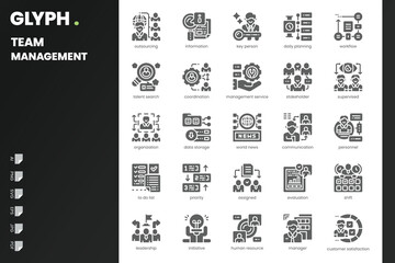 Team Management Icon pack for your website, mobile, presentation, and logo design. Team Management Icon outline design. Vector graphics illustration and editable stroke.