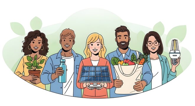 Personas que apoyan la sostenibilidad y las soluciones ecol&oacute;gicas