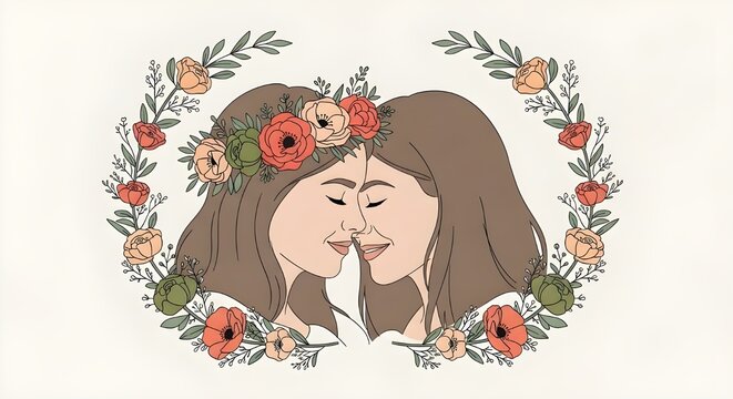 Ilustraci&oacute;n del d&iacute;a de la madre con elementos florales, infantiles y de madre.