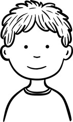 Obraz premium A Boy Character Black and White Avatar Illustration in Minimal Line Art Style Design